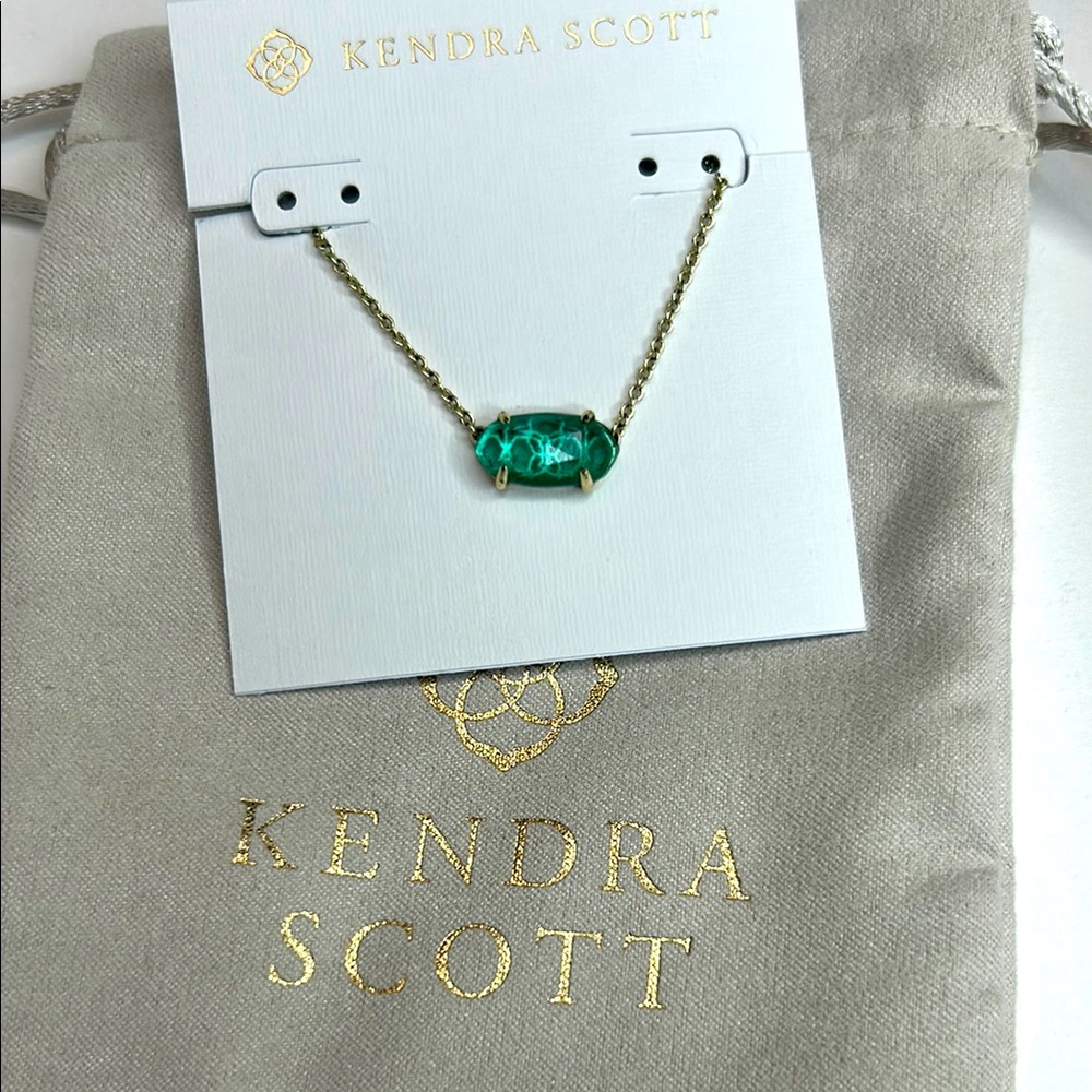 Kendra Scott Ever Necklace in Gold with London Blue Glass Stone